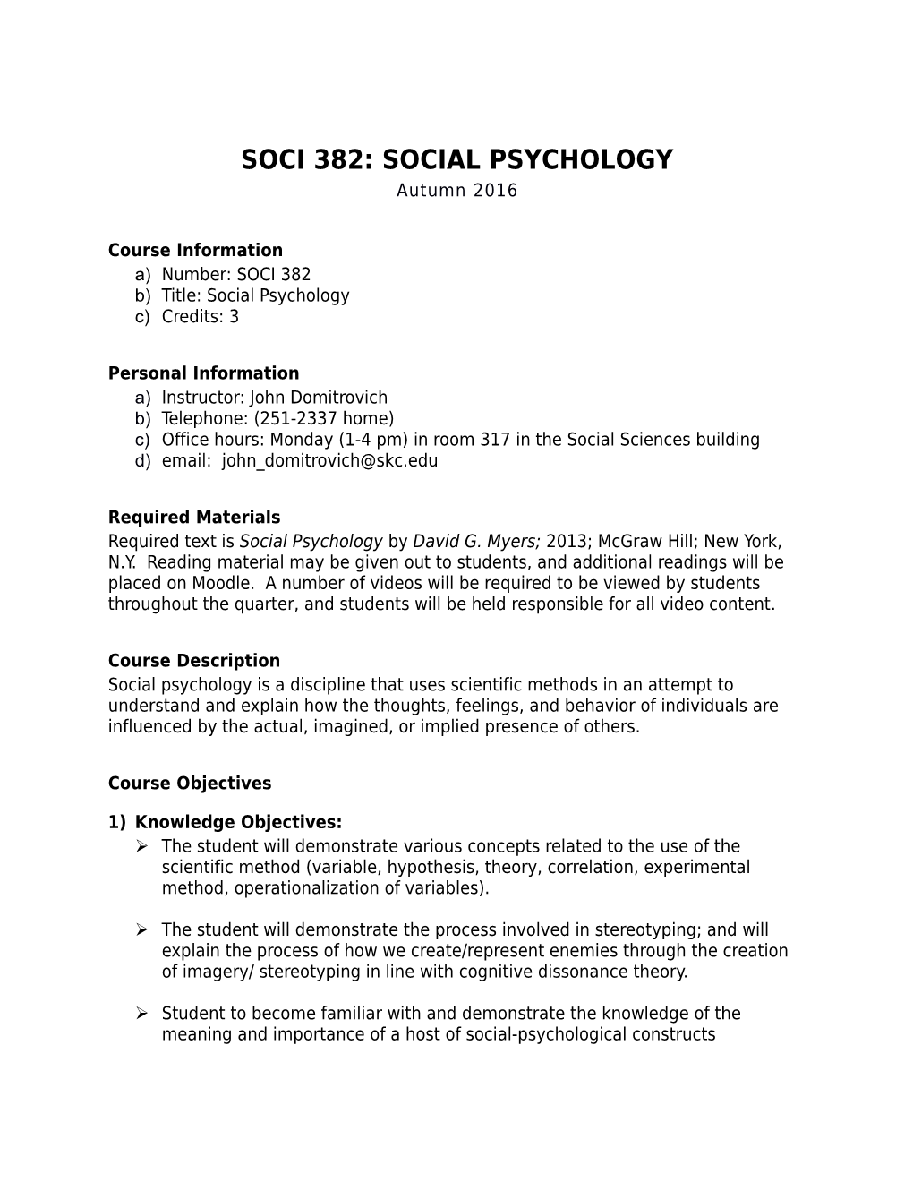 Soci 382: Social Psychology