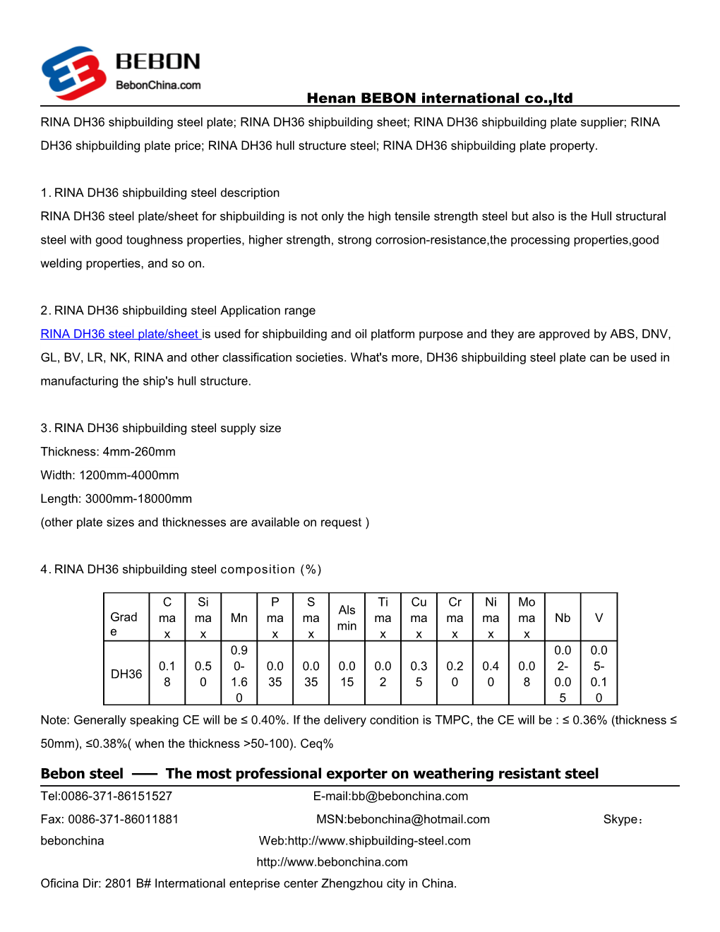 RINA DH36 Shipbuilding Steel Plate