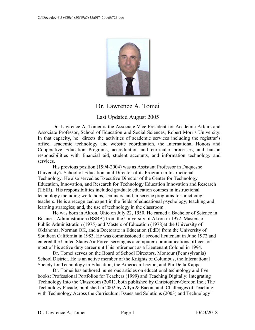 Dr. Lawrence A. Tomei