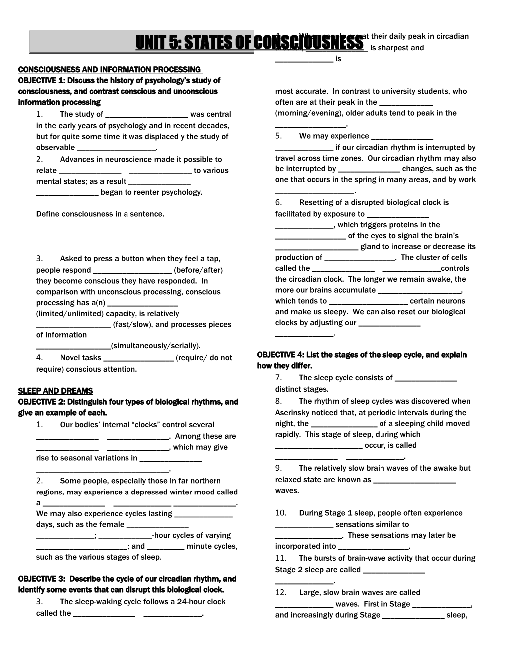 Consciousness and Information Processing