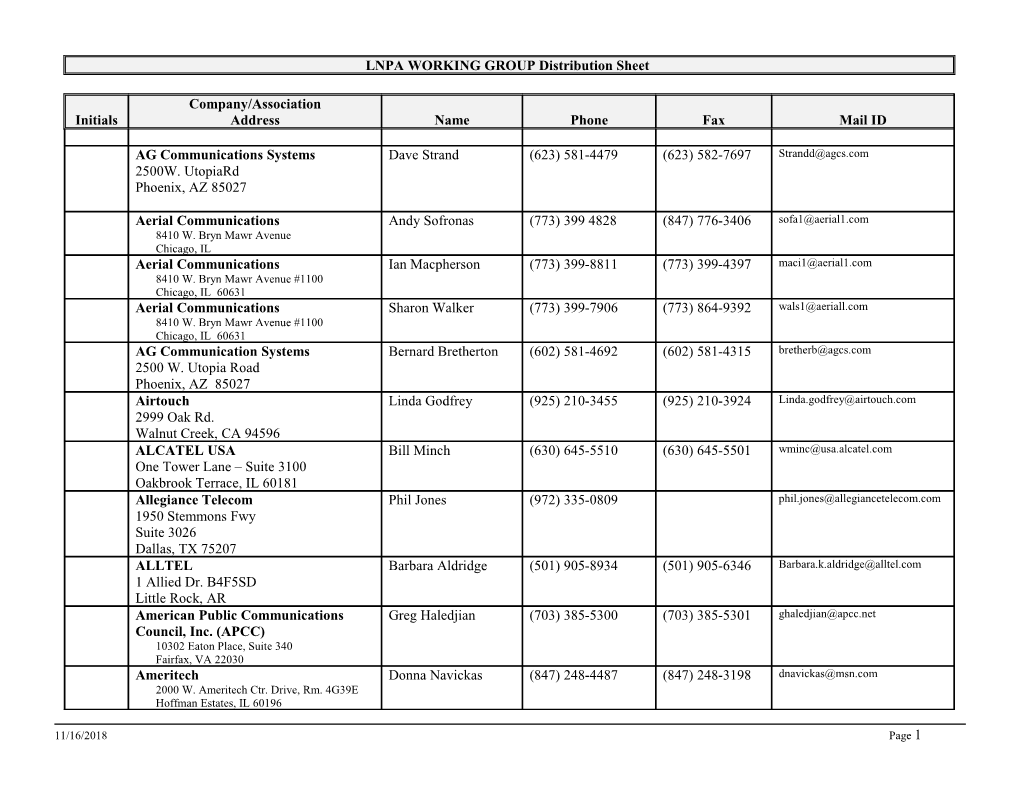 LNP Technical and Operational Requirements Task Force