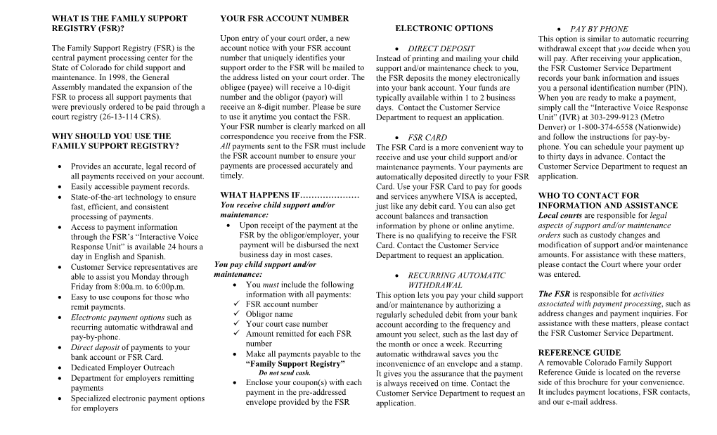 What Is the Family Support Registry (Fsr)