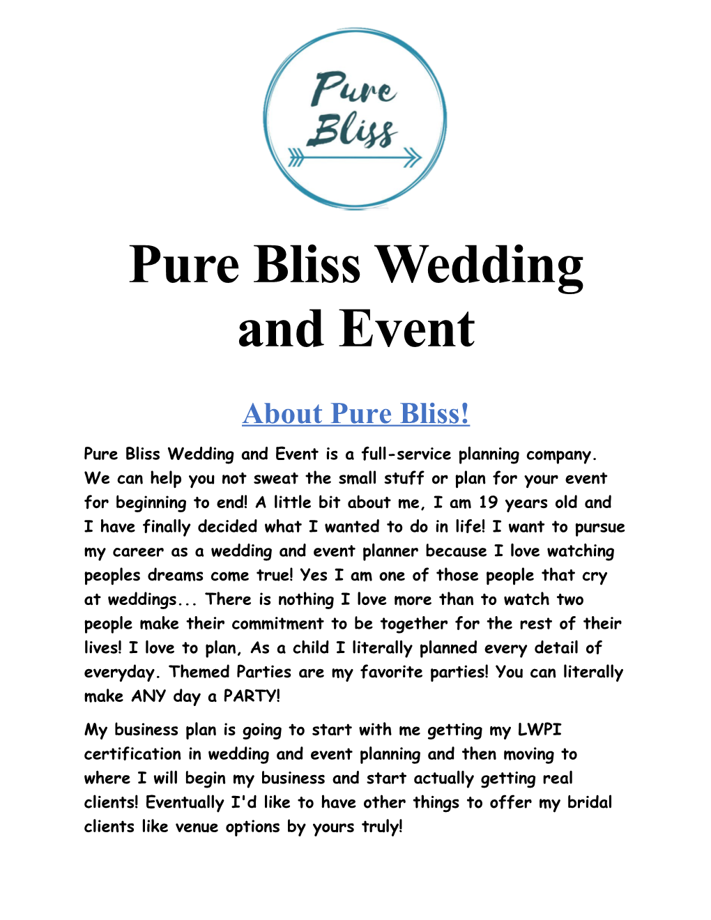 Pure Bliss Wedding and Event