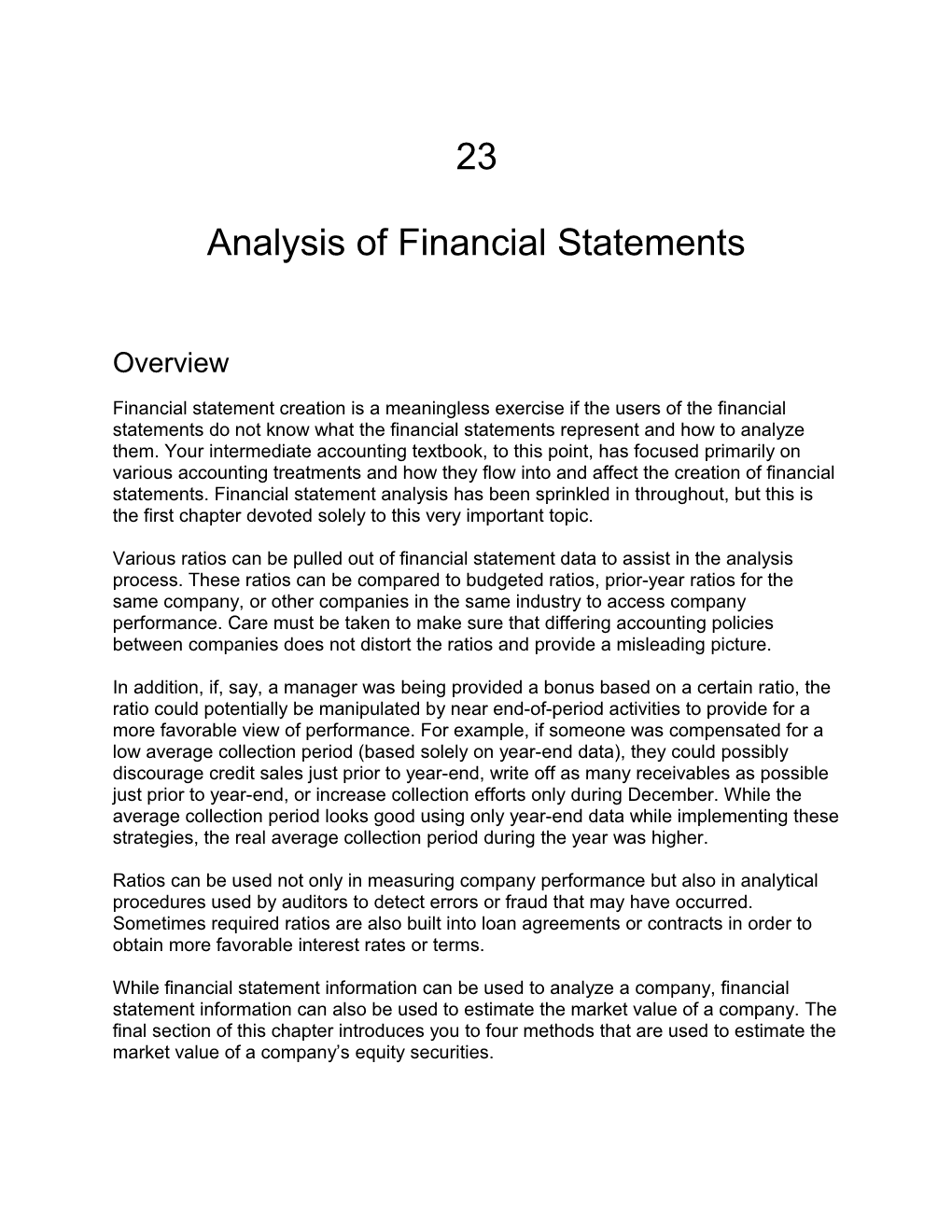 Analysis of Financial Statements