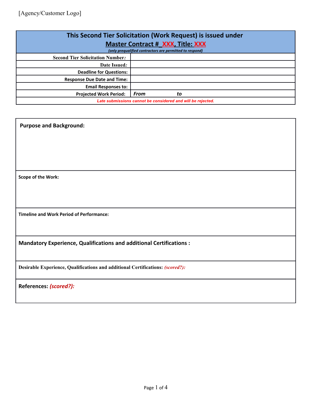 Work Request Template