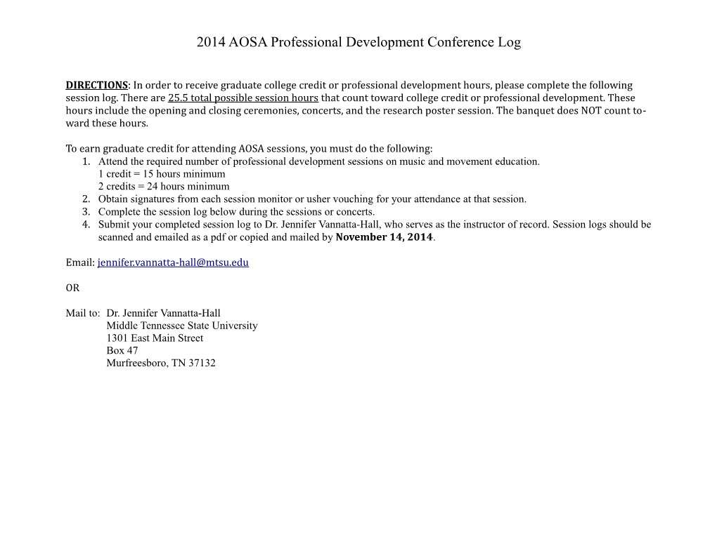 2014 AOSA Professional Development Conferencelog