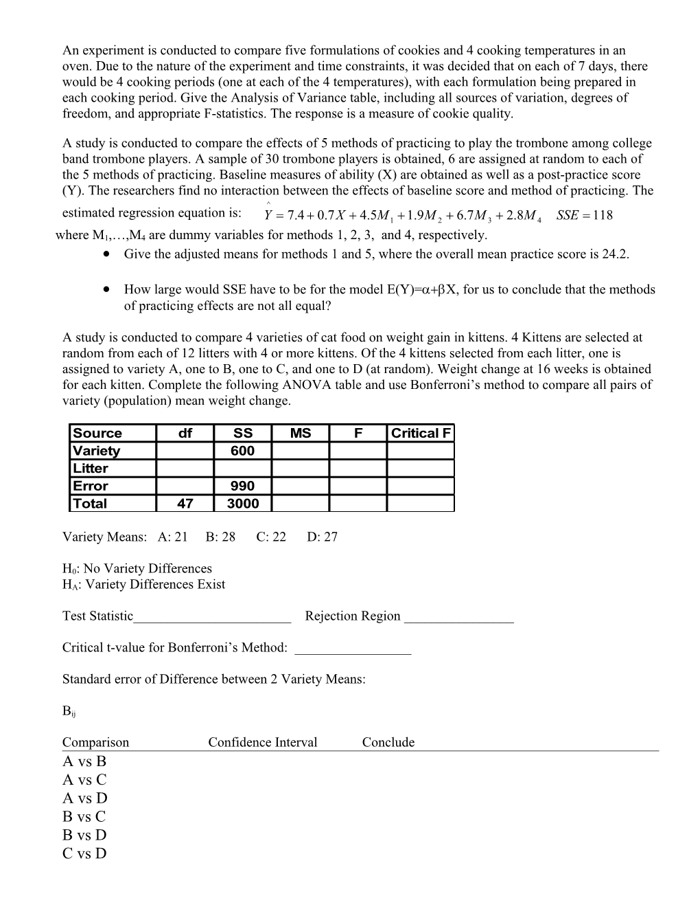 Where M1, ,M4 Are Dummy Variables for Methods 1, 2, 3, and 4, Respectively