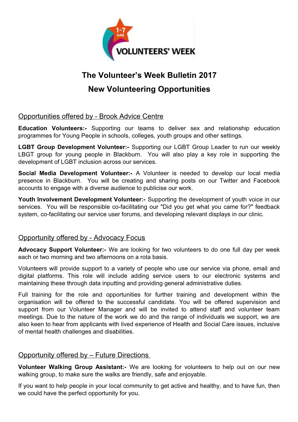 The Volunteer S Week Bulletin 2017