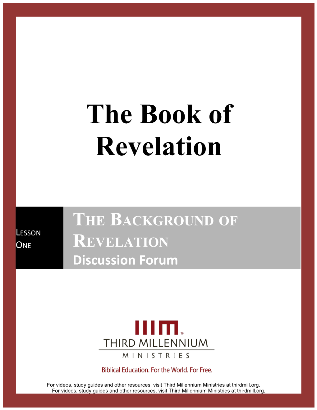 The Book of Revelation - Discussion Forum