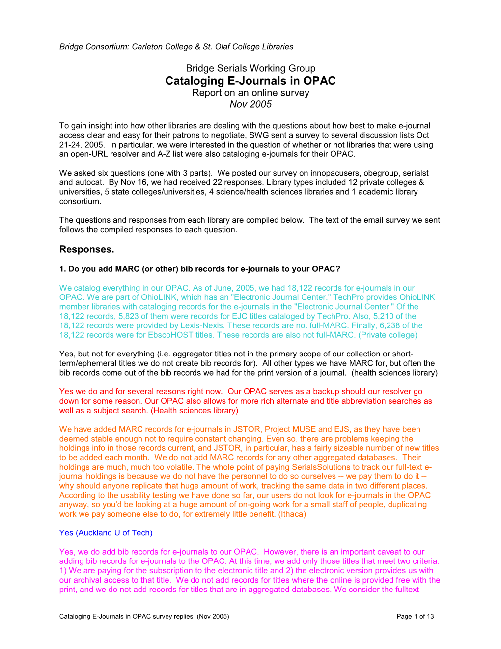 Bridge Serials Working Group