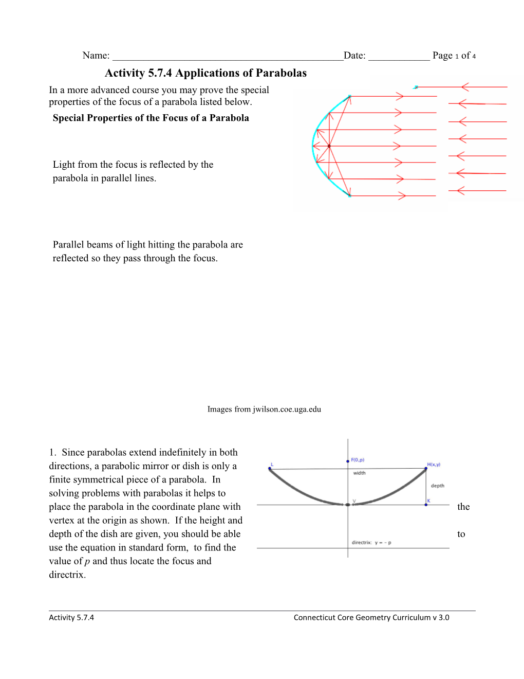 Activity 5.7.4 Applications of Parabolas