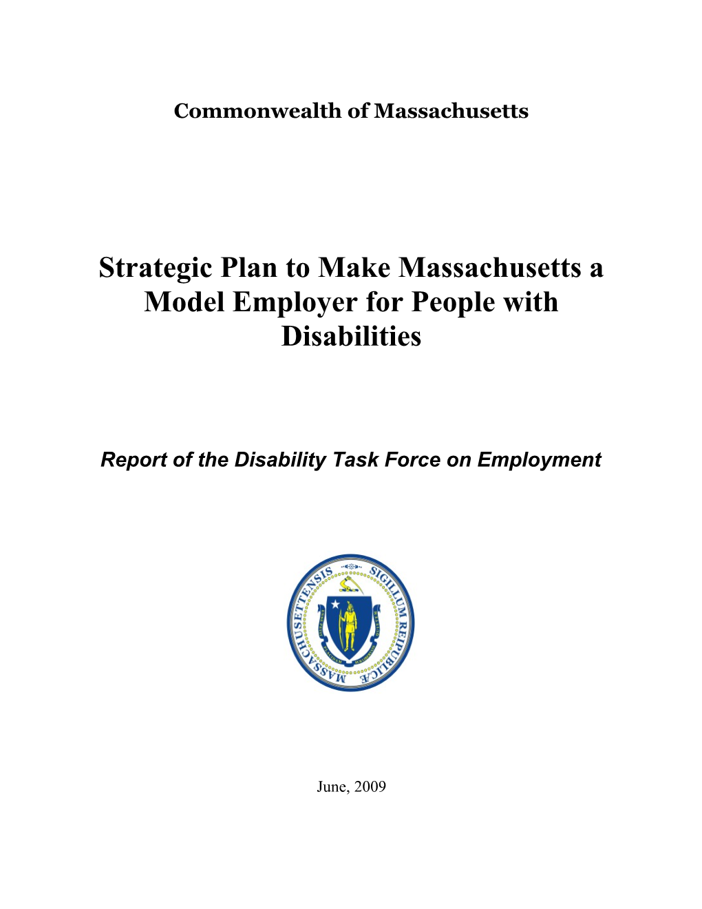 Strategic Plan to Make Massachusetts a Model Employer for People with Disabilities
