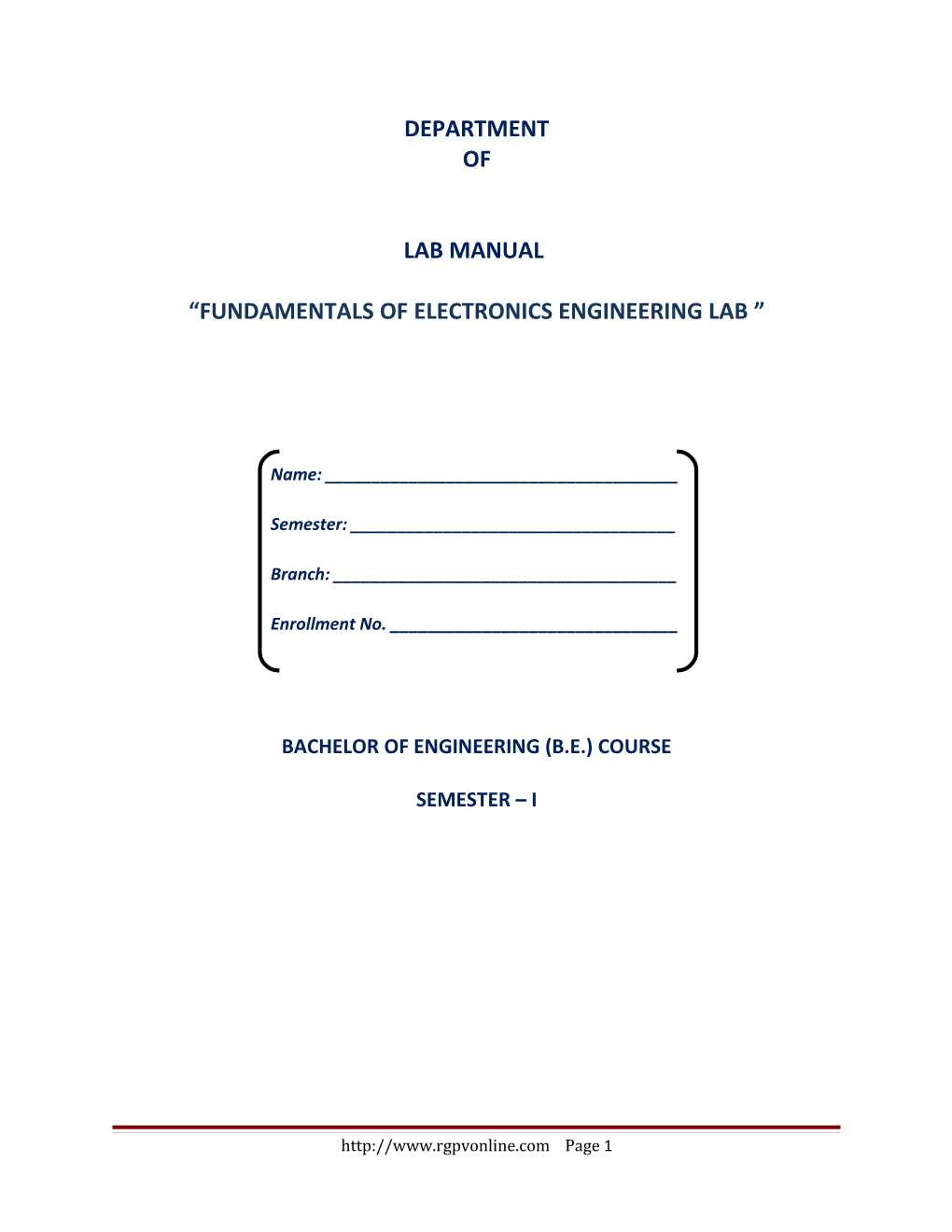 Digital Electronics Logic Design I Lab Manual Oriental Institute of Science and Technology