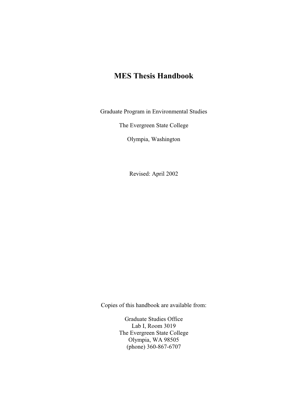 MES Thesis Handbook