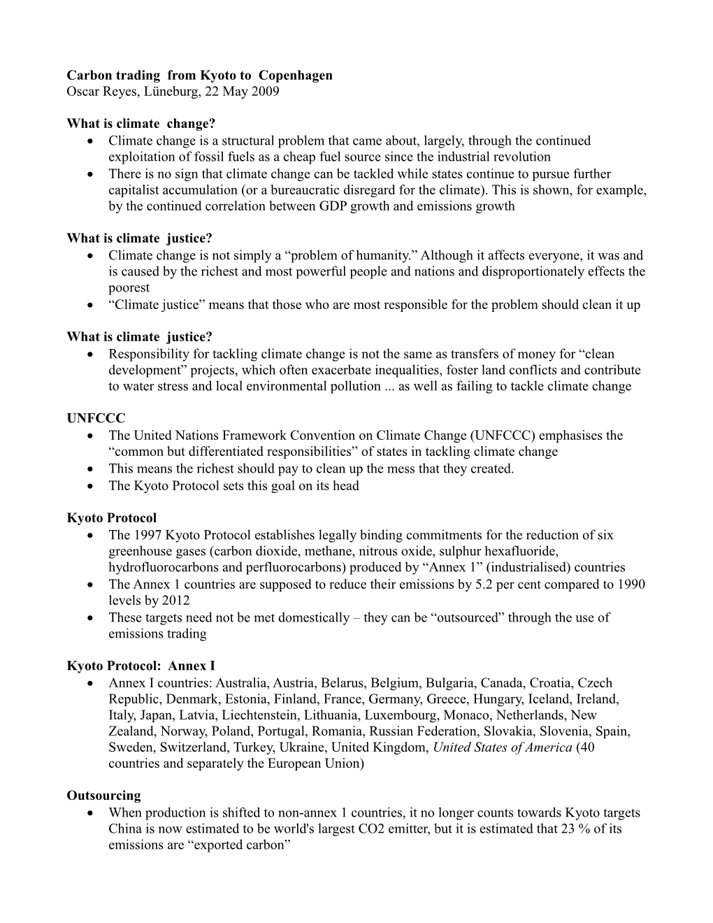 Carbon Trading from Kyoto to Copenhagen