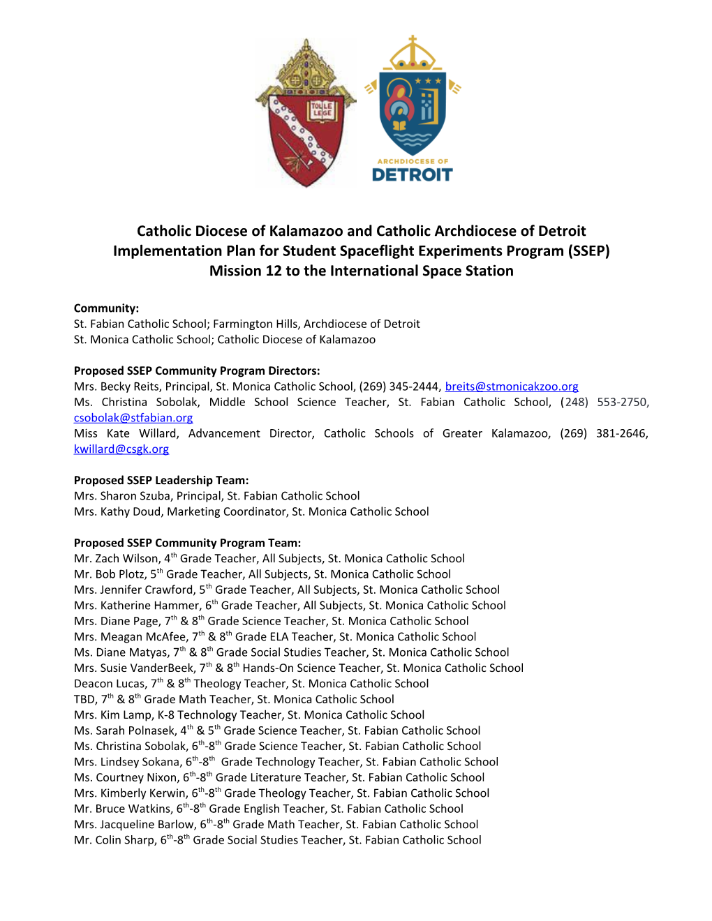 Implementation Plan for Student Spaceflight Experiments Program (SSEP)