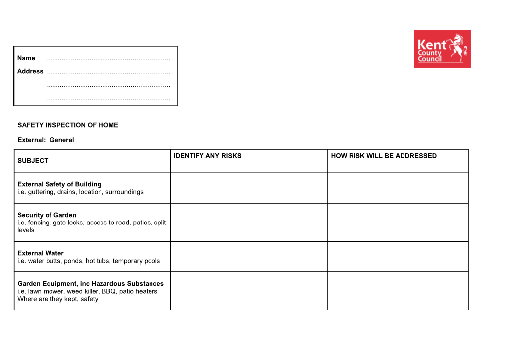 Approval - Safety Inspection of Premises