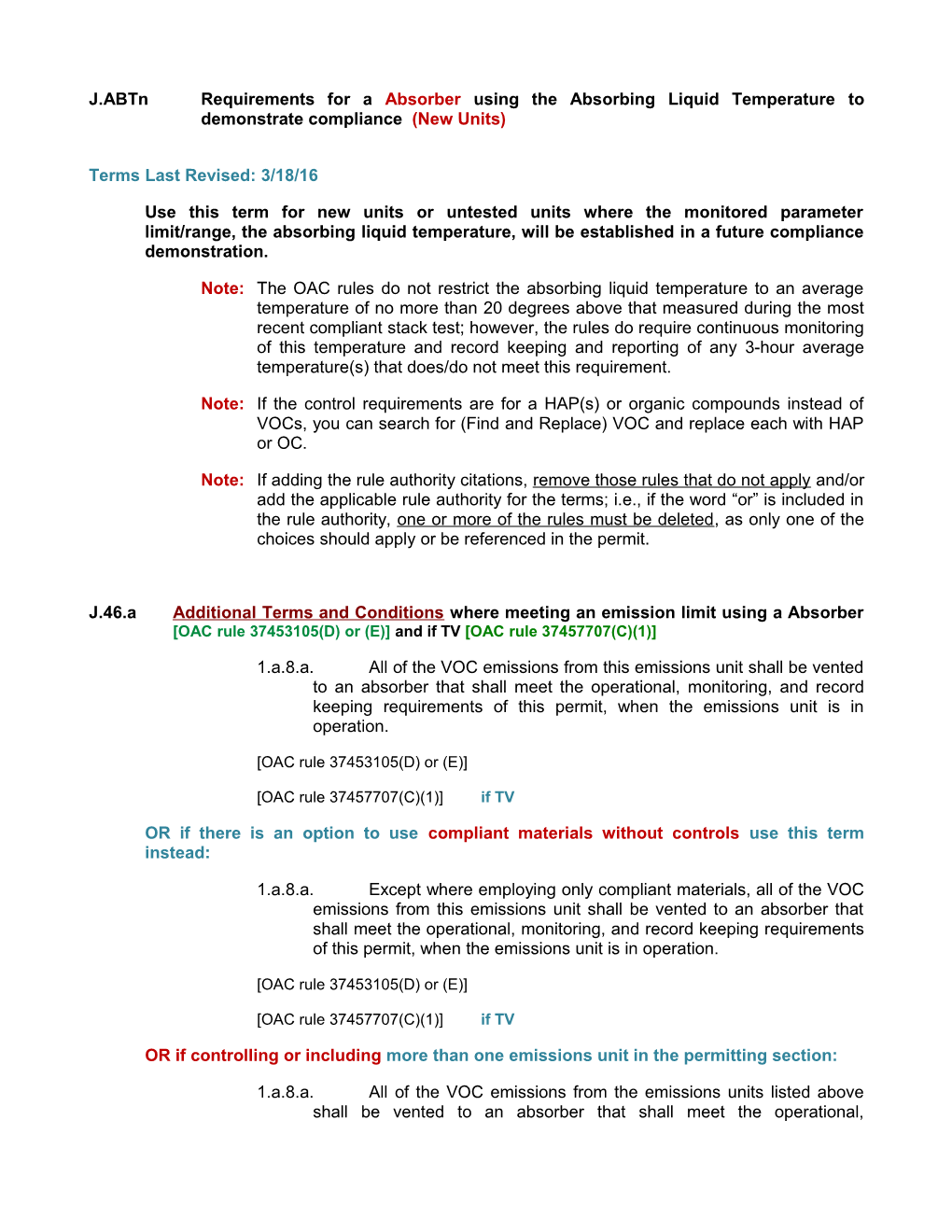 J.Abtnrequirements for a Absorber Using the Absorbing Liquid Temperature to Demonstrate