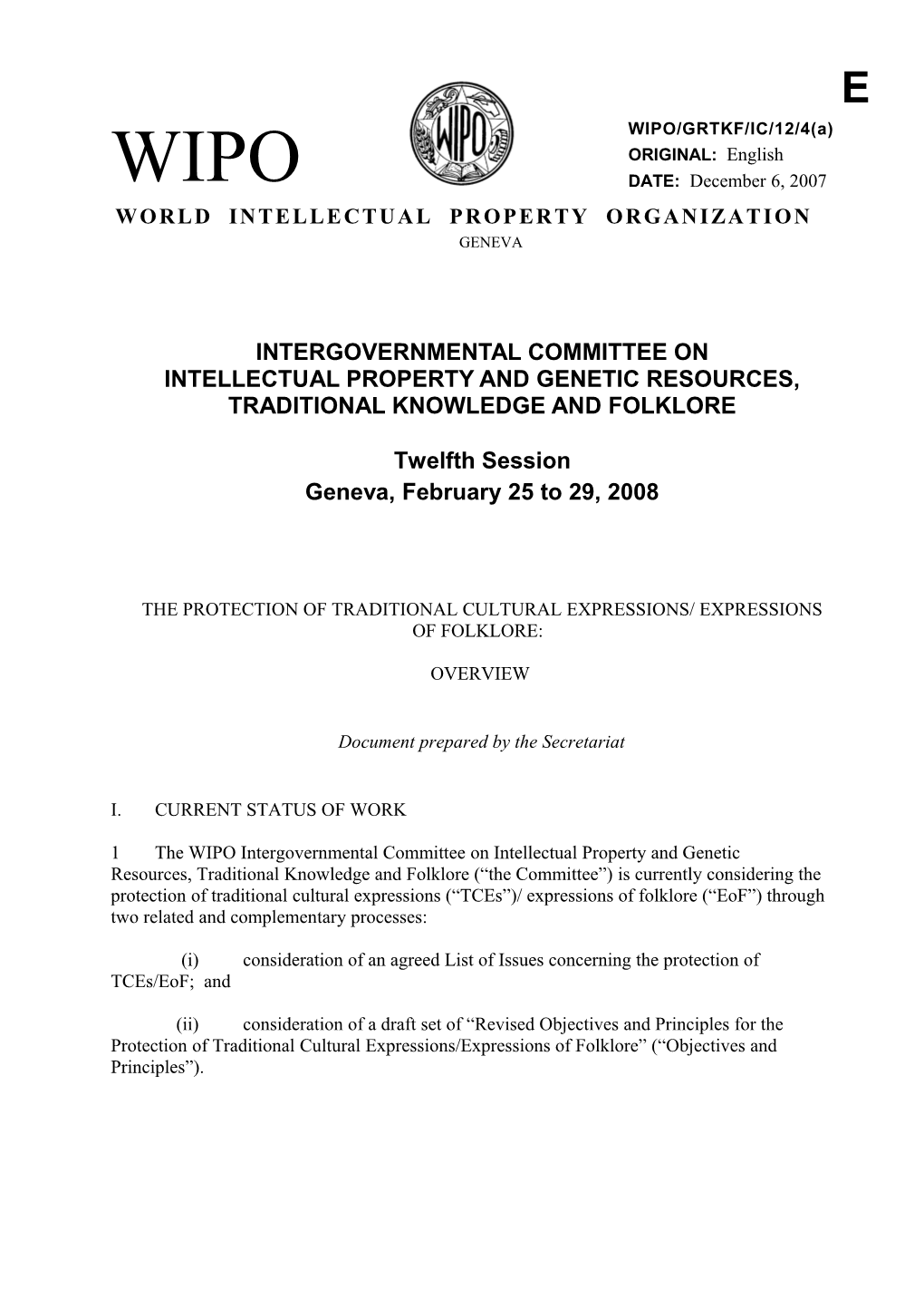 WIPO/GRTKF/IC/11/4A (Comments on List of Issues)