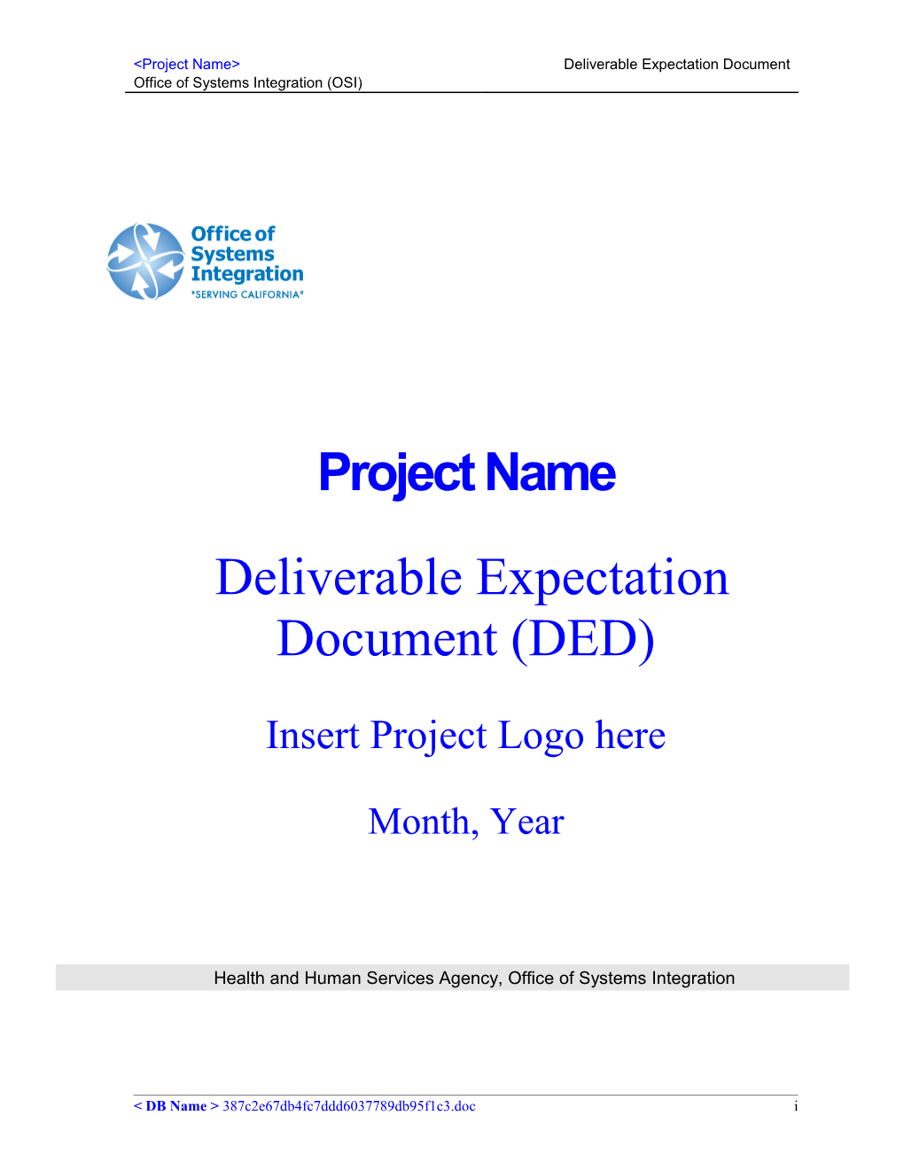 Deliverable Expectation Document (DED)