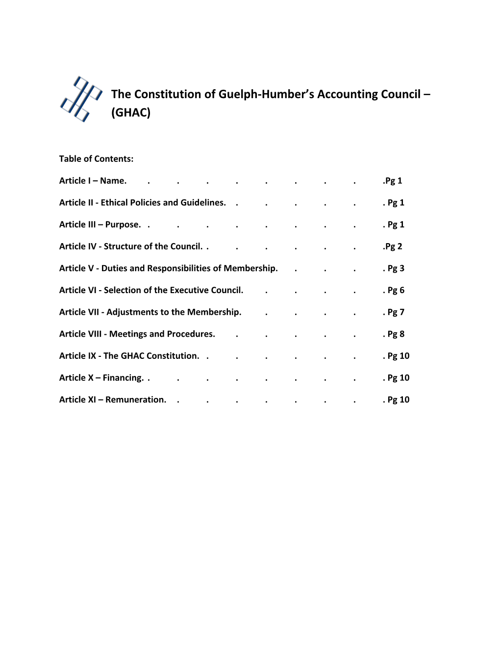 The Constitution of Guelph-Humber S Accounting Council (GHAC)