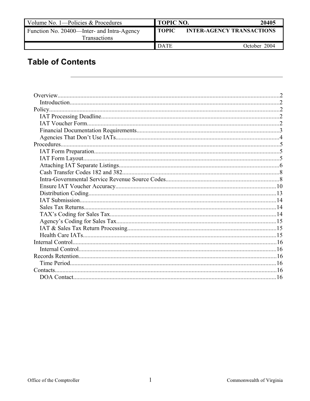 CAPP Manual - 20405 - Inter and Intra Agency Transactions, Inter-Agency Transactions