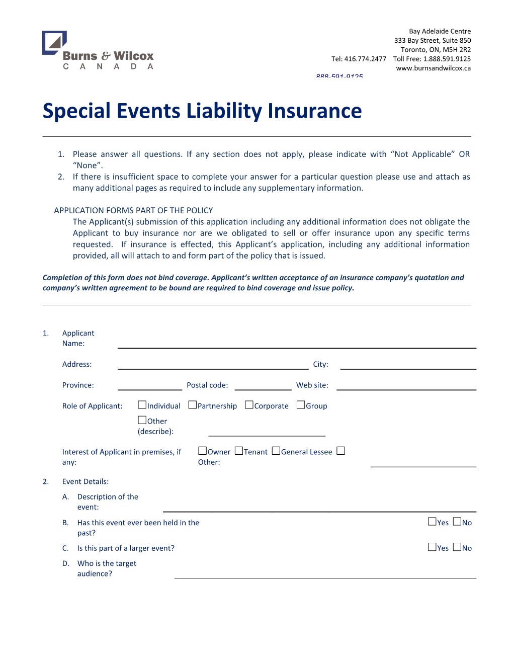 Special Events Liability Insurance