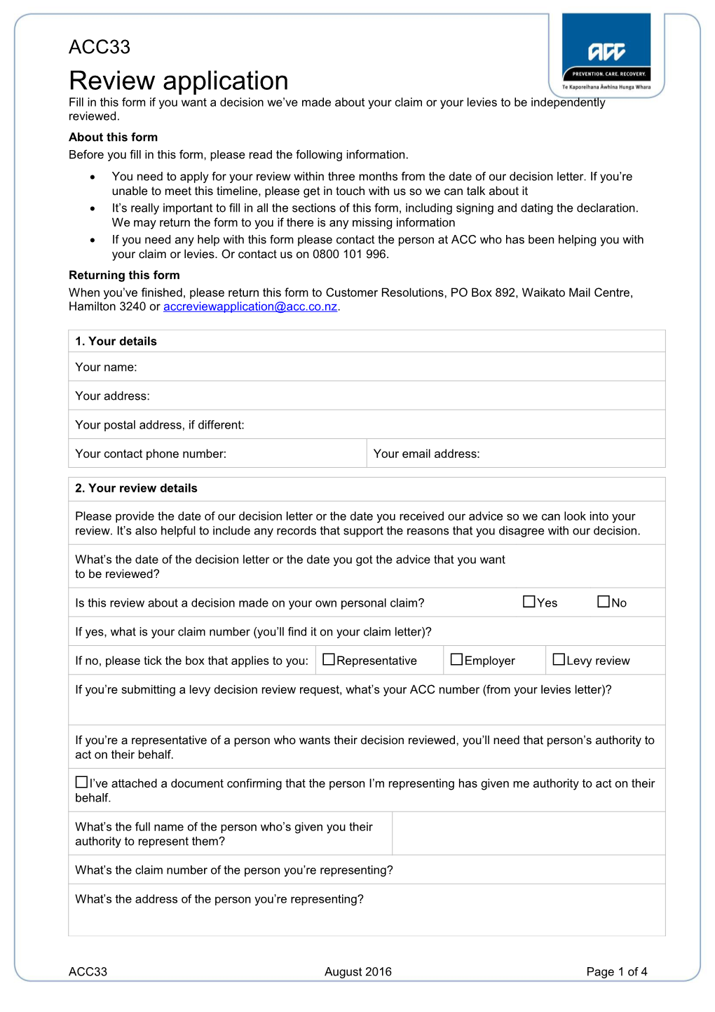 ACC33 Review Application