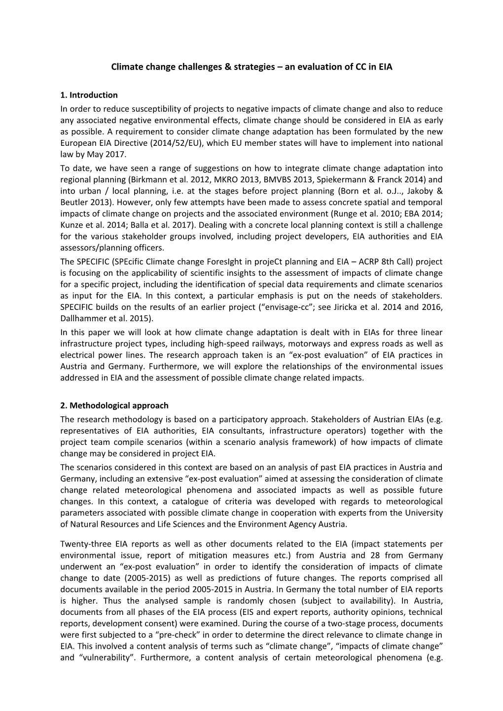 Climate Change Challenges & Strategies an Evaluation of CC in EIA