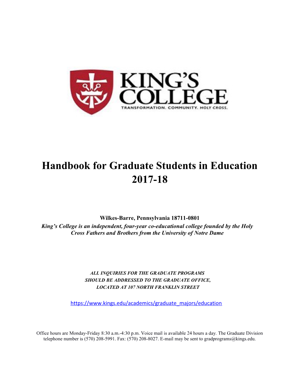 Handbook for Graduate Students in Education