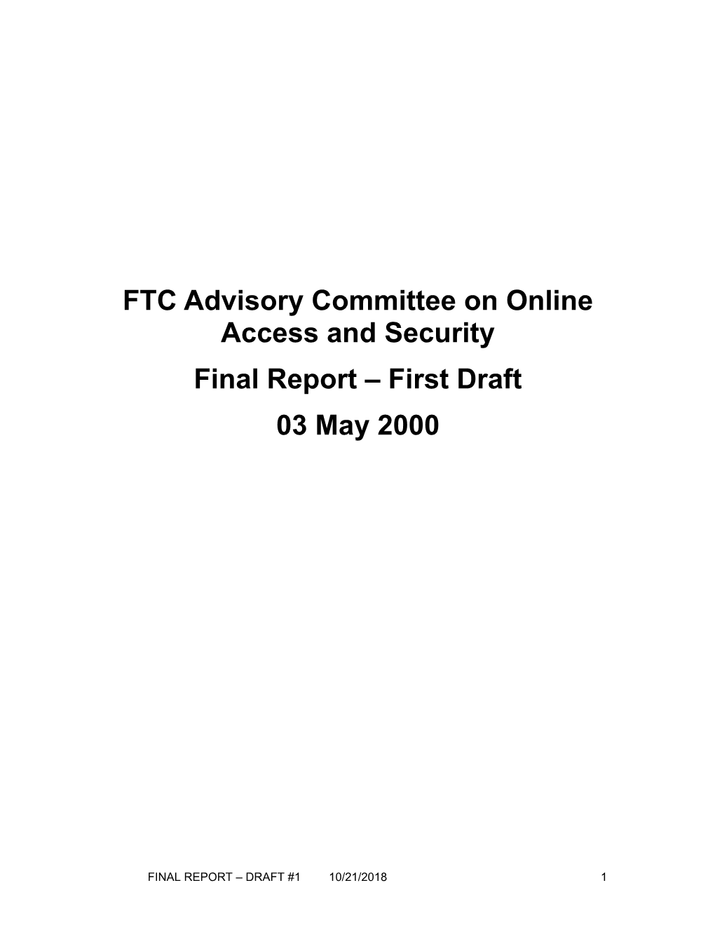 FTC Advisory Committee on Online Access and Security