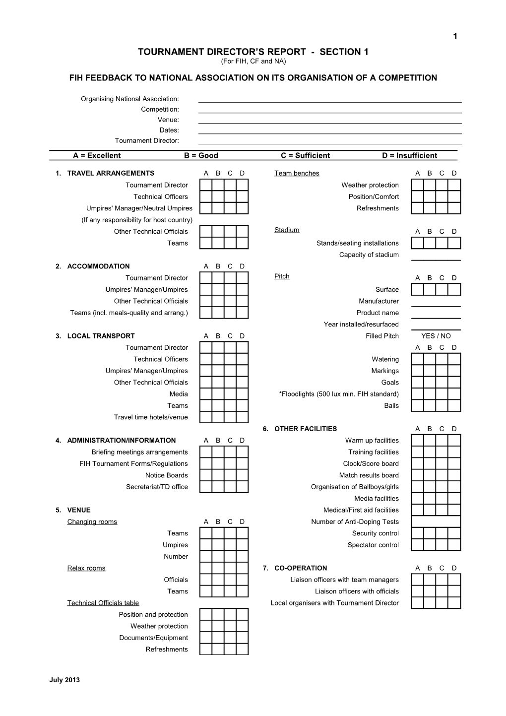 Tournament Director S Report - Section 1