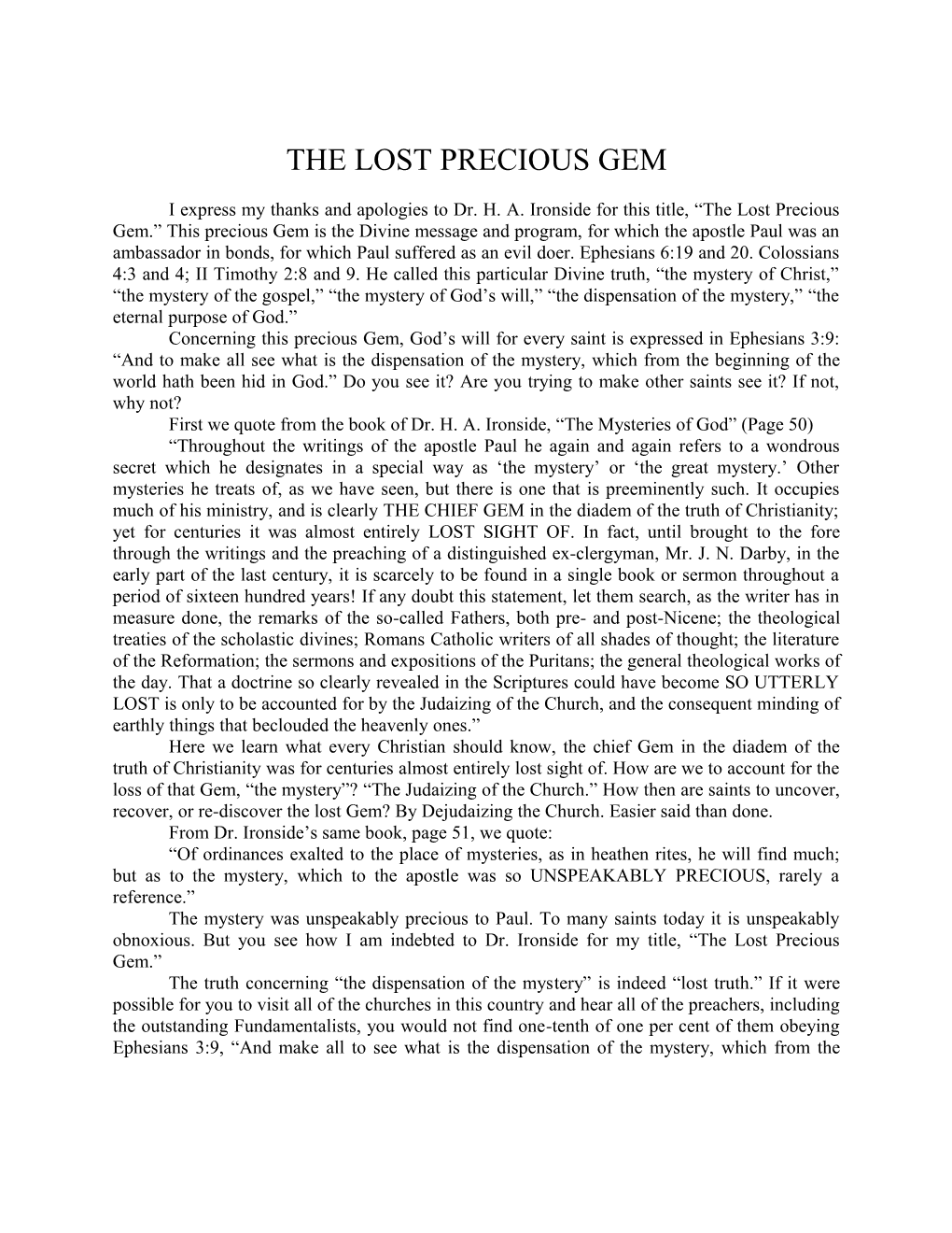 The Lost Precious Gem