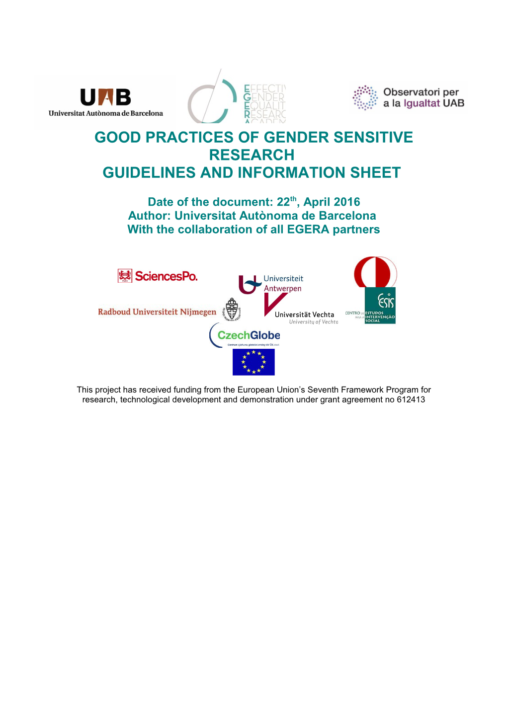Good Practices of Gender Sensitive Research