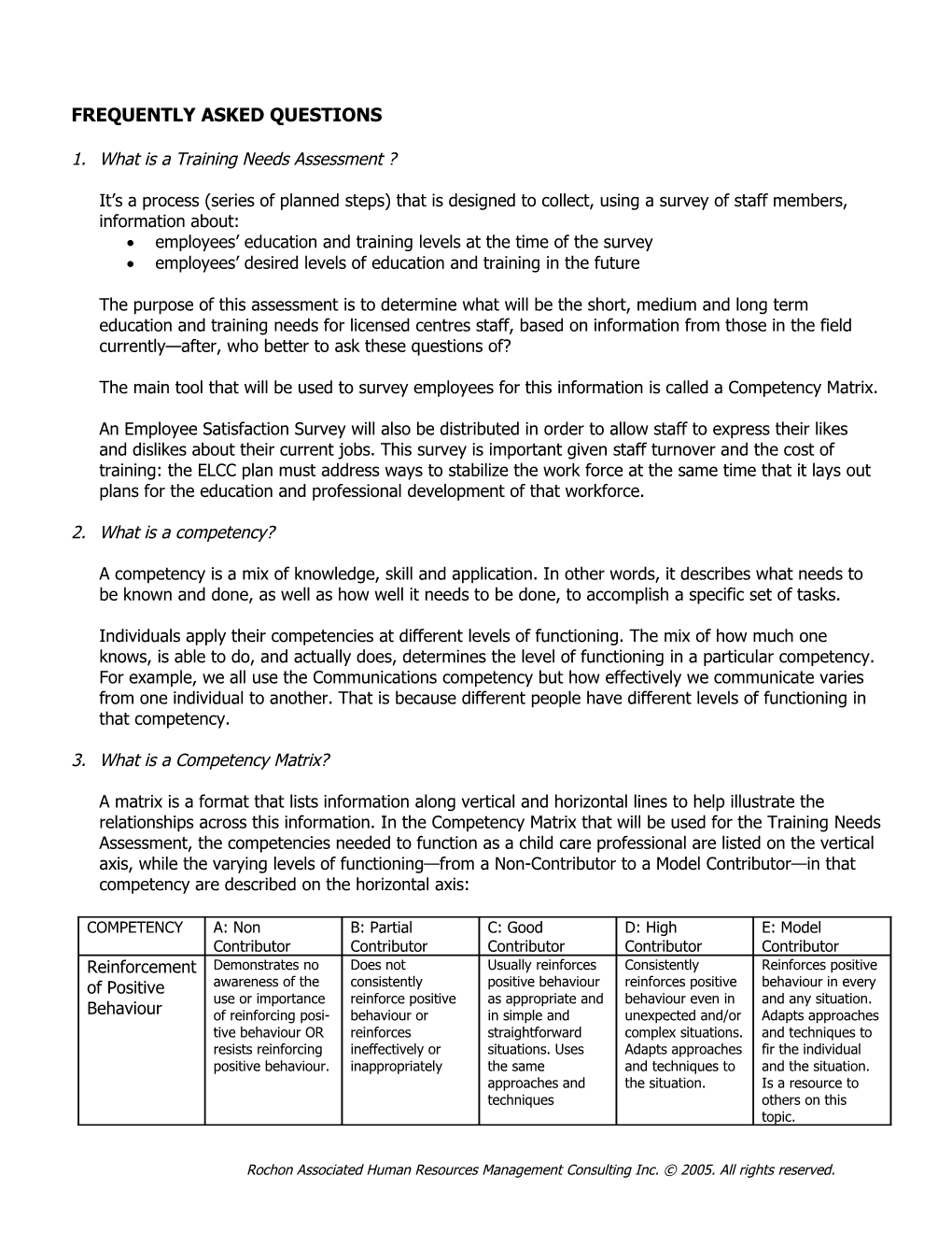 Content Re Elcc Training Needs Assessment & Sectot Study