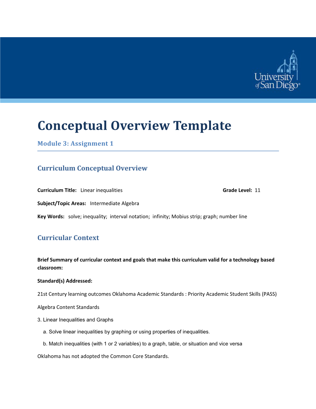 Conceptual Overview Template Module 3: Assignment 1
