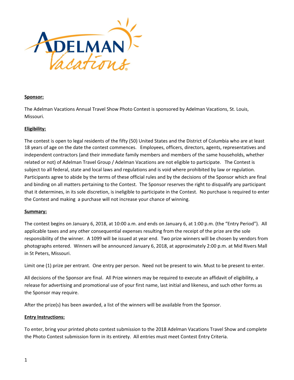 The Adelman Vacations Annual Travel Show Photo Contest Is Sponsored by Adelman Vacations