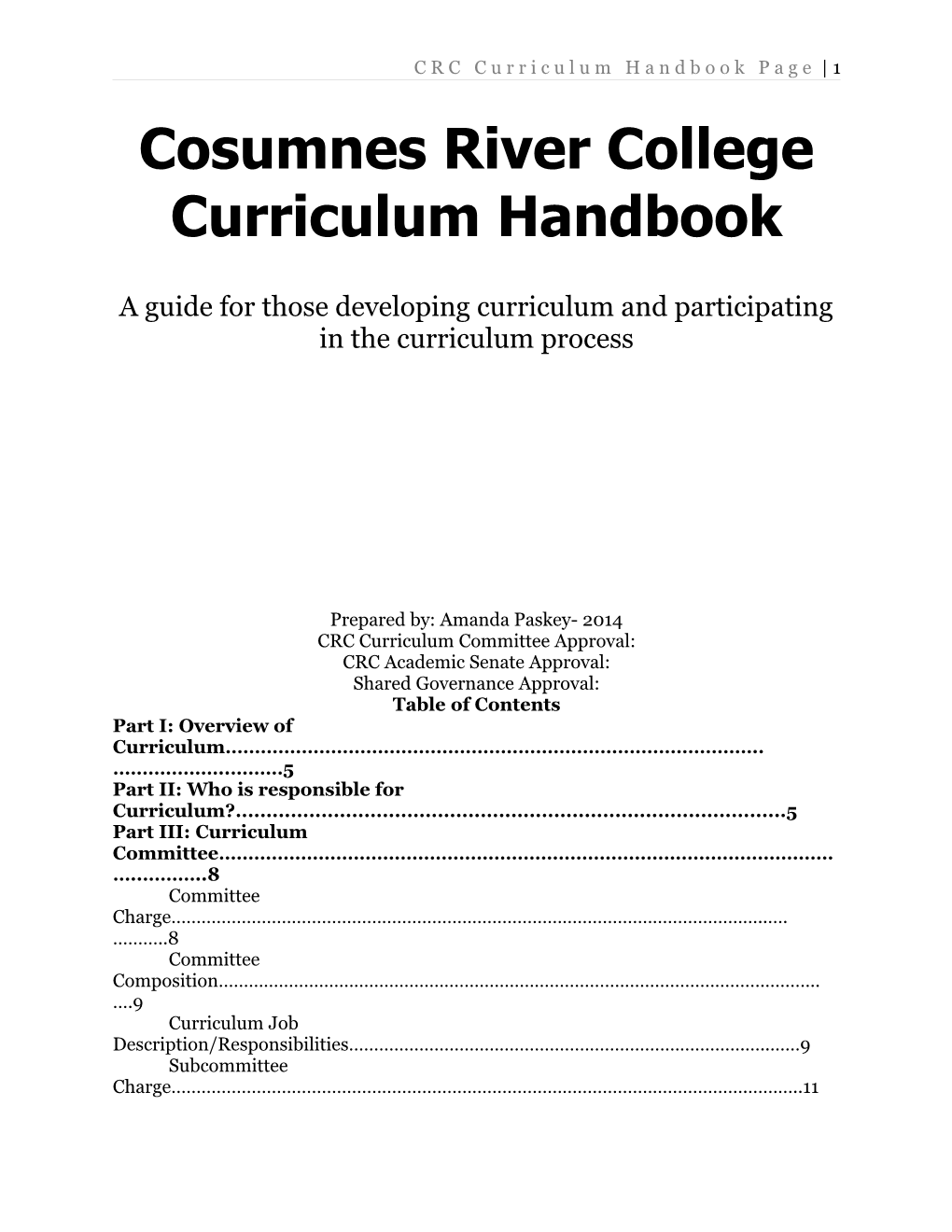CRC Curriculum Handbook Page 1