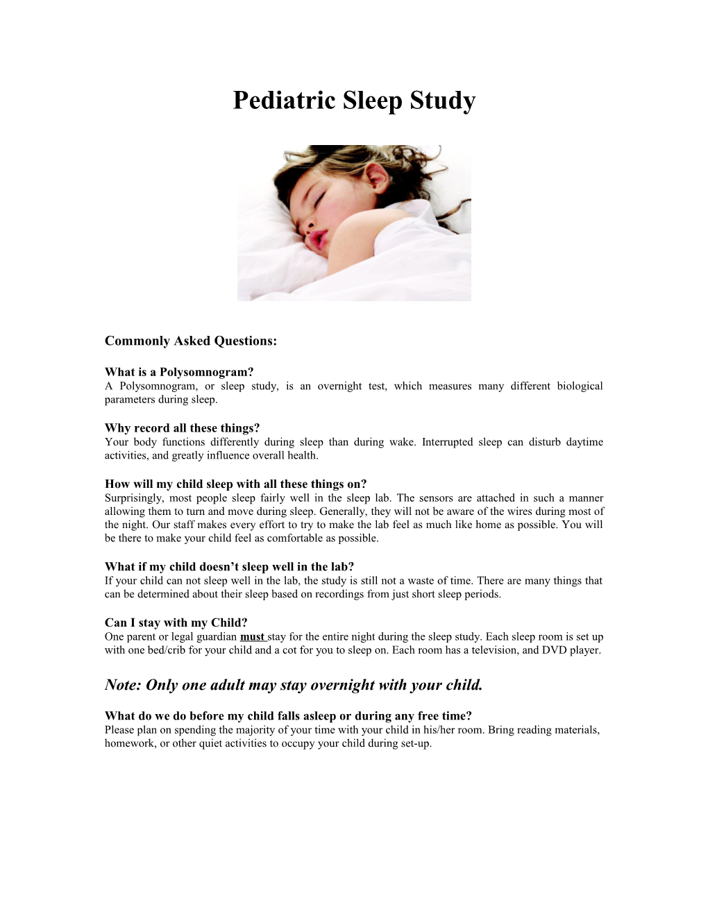 Pediatric Sleep Study