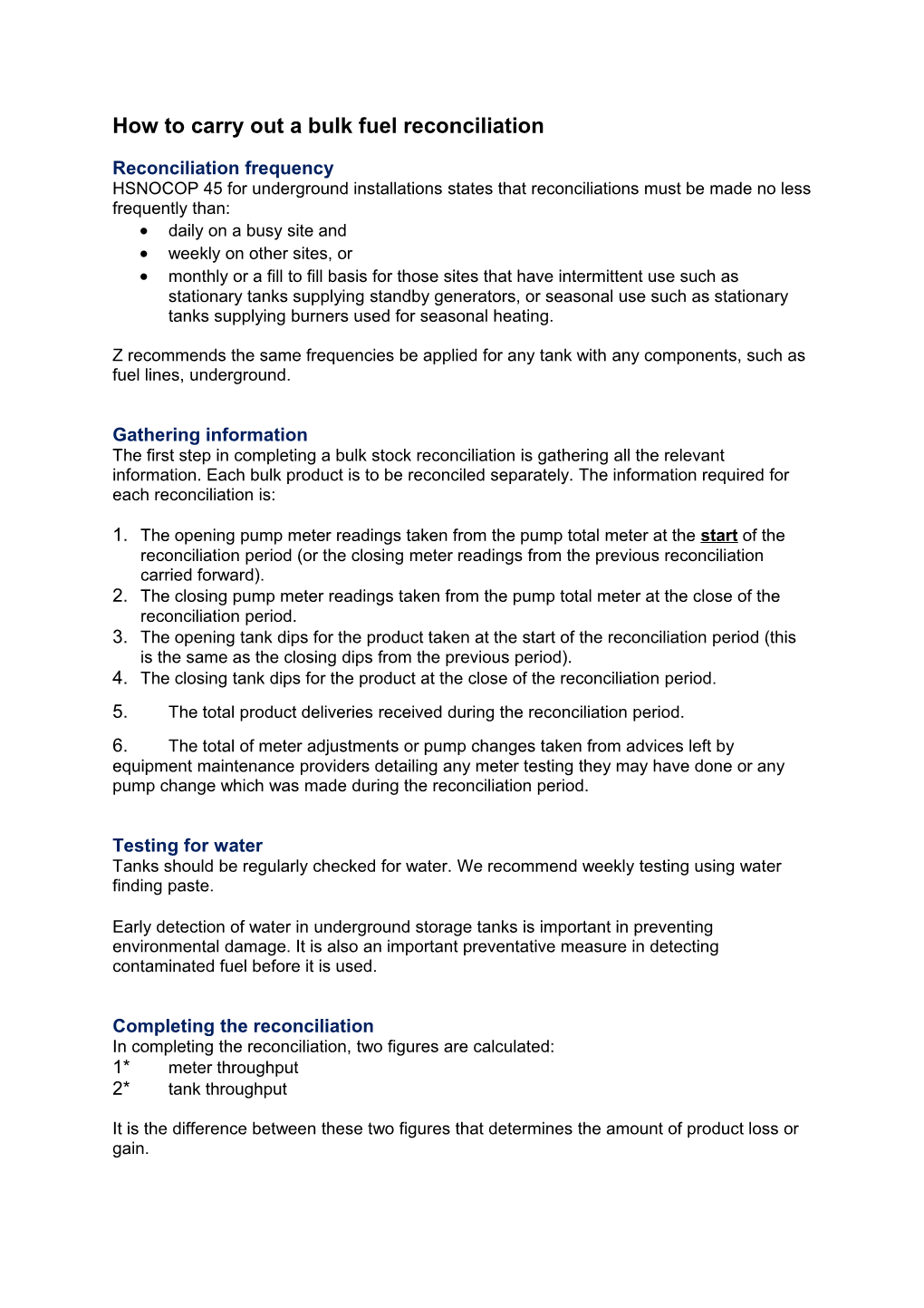 How to Carry out a Bulk Fuel Reconciliation