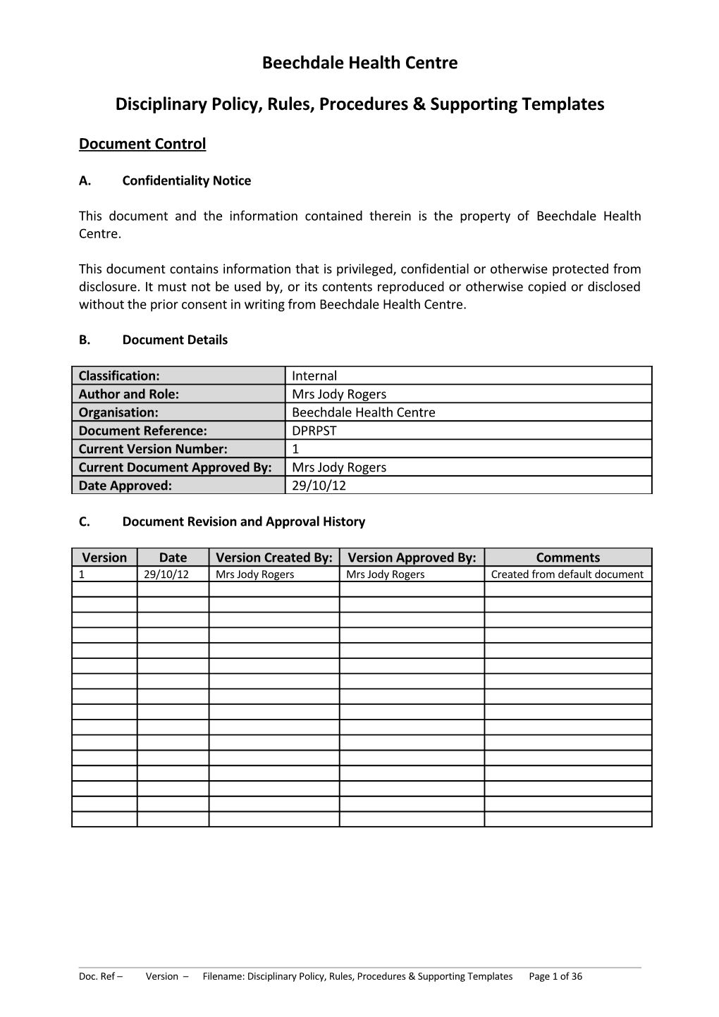 Disciplinary Policy, Rules, Procedures & Supporting Templates