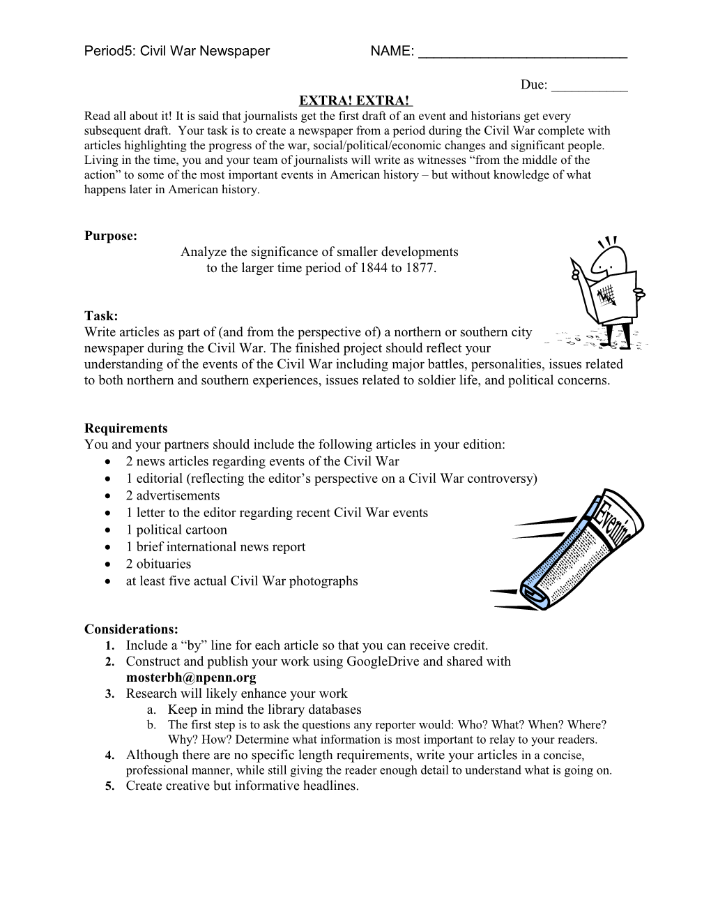 AP WORLD Chapter 23: Create a Newspaper