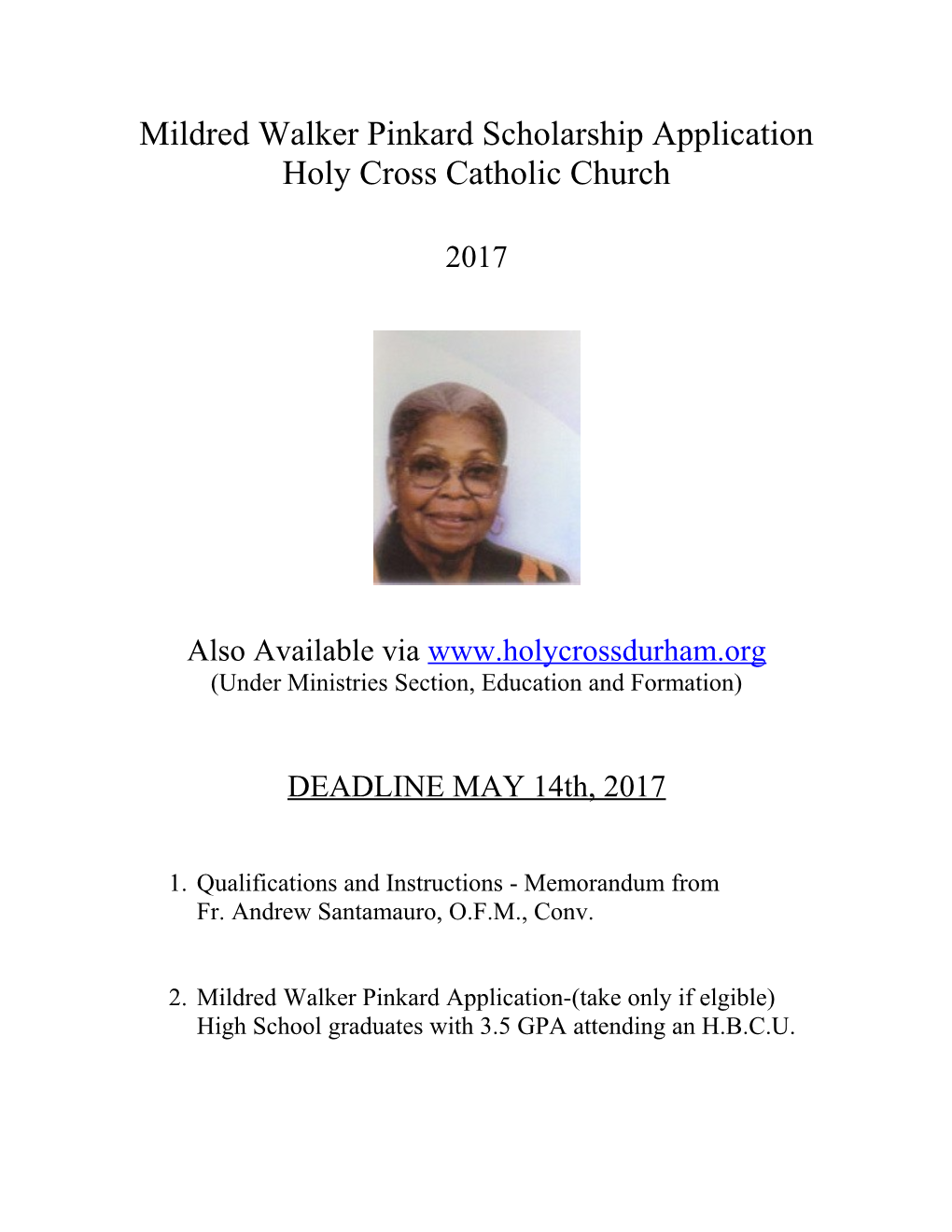 Holy Cross Scholarship Applications