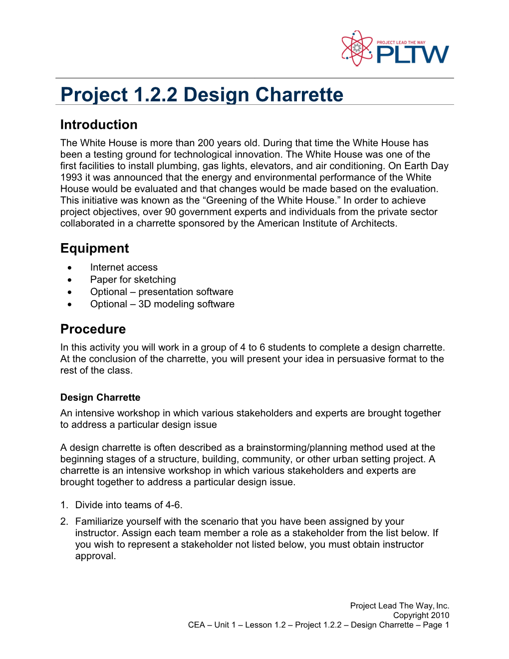 Project 1.2.2 Design Charrette