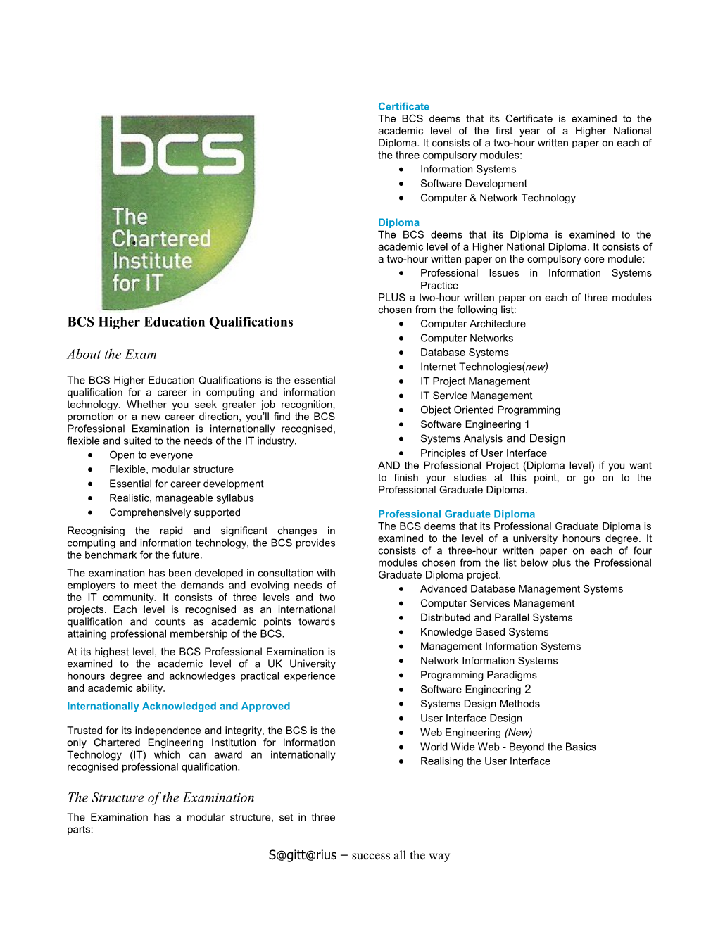 BCS Higher Education Qualifications