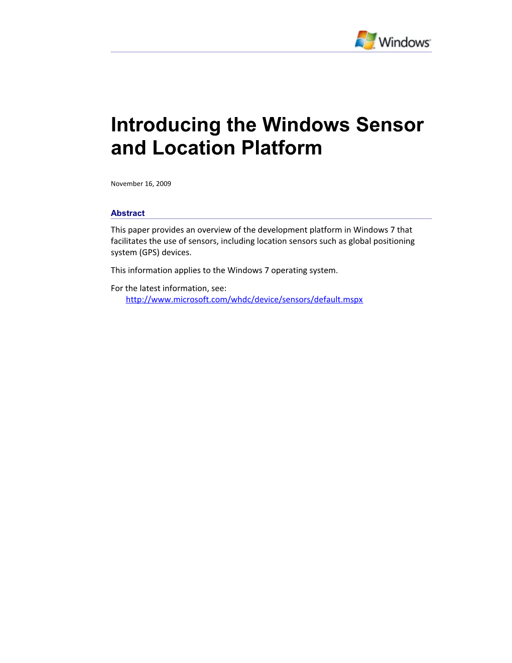 Introducing the Windows Sensor and Location Platform - 1