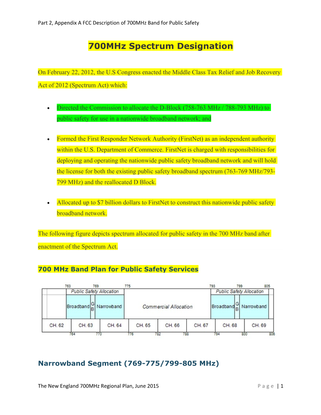 Part 2, Appendix a FCC Description of 700Mhz Band for Public Safety