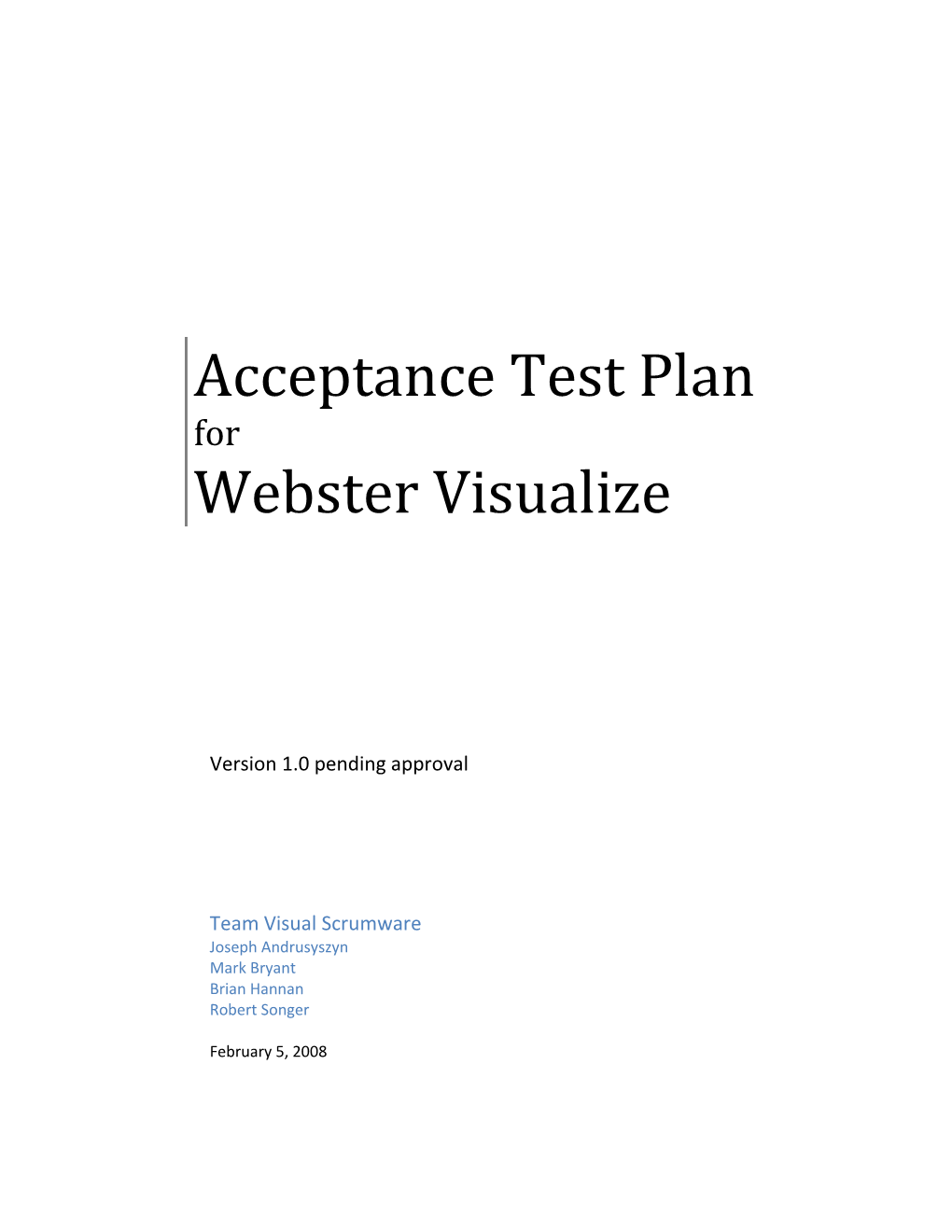 Acceptance Test Plan for Webster Visualize