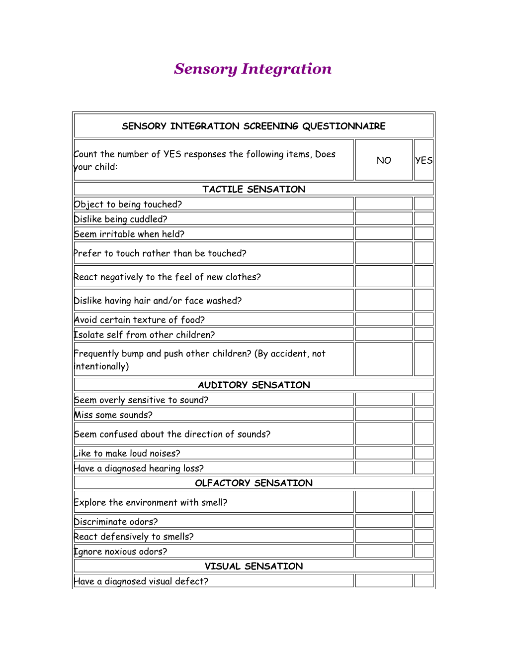 Sensory Integration