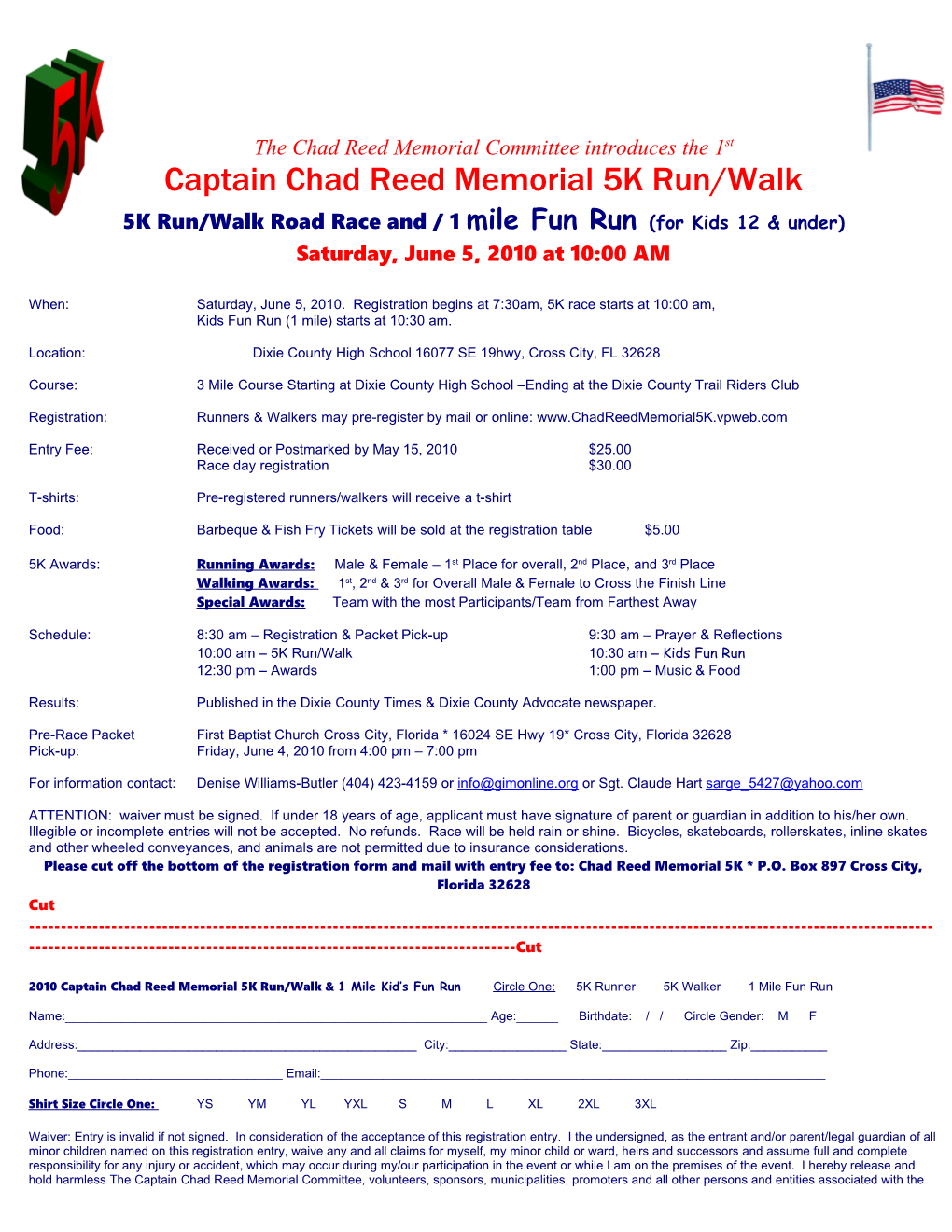 The Chad Reed Memorial Committee Introduces the 1St